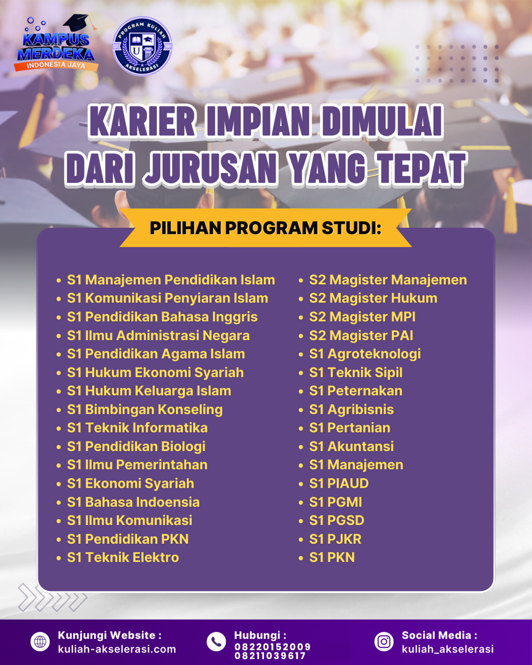 KULIAH FAST TRACK KULIAH AKSELERASI KULIAH PERCEPATAN KULIAH CEPAT KULIAH KILAT KULIAH KELAS KARYAWAN KULIAH RPL
